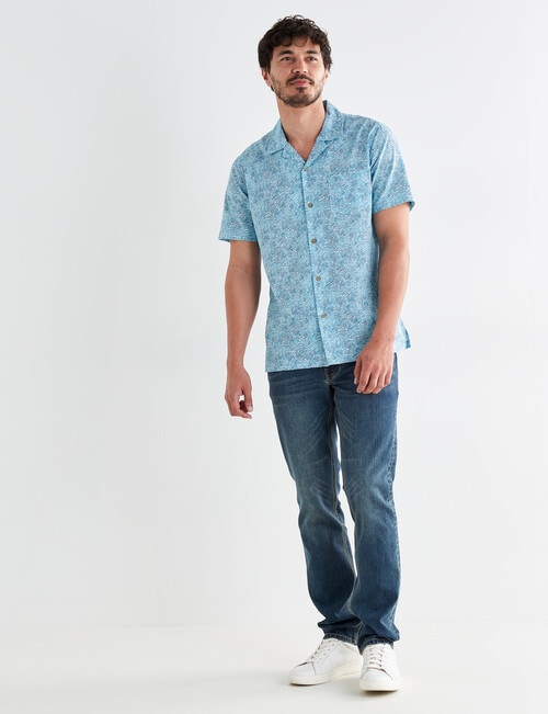 Gasoline Swirls Short Sleeve Slub Shirt, Light Blue product photo View 03 L