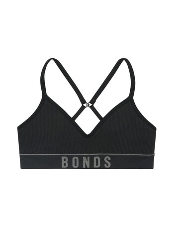 Bonds Retro Rib Contour Crop, Black, 8-16 product photo