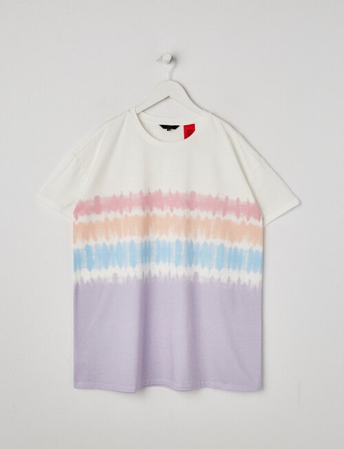 Sleep Squad Tie Dye Stripe Sleep T-Shirt, White, 8-16 product photo