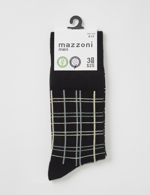 Mazzoni Comfort Top Viscose Rayon From Bamboo Check Dress Sock, Black & Green product photo View 02 L