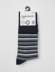 Mazzoni Comfort Top Viscose Rayon From Bamboo Stripe Dress Sock, Black & Green product photo View 02 S