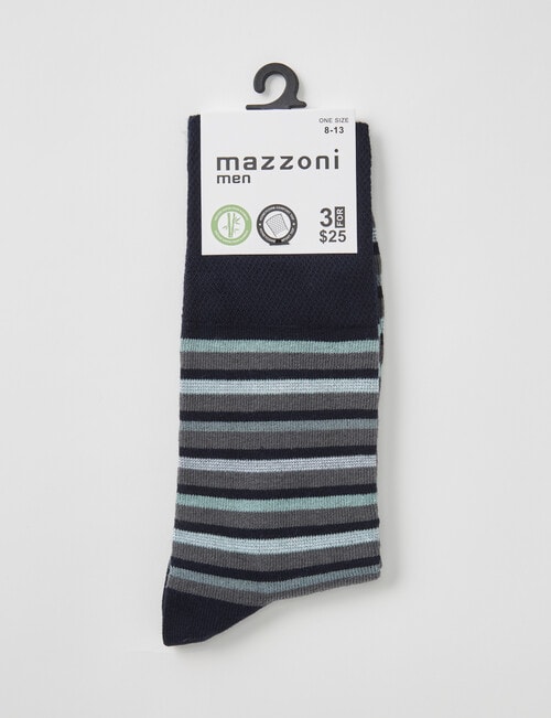 Mazzoni Comfort Top Viscose Rayon From Bamboo Stripe Dress Sock, Black & Green product photo View 02 L