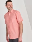 Chisel Linen Blend Short Sleeve Shirt, Salmon product photo