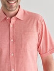 Chisel Linen Blend Short Sleeve Shirt, Salmon product photo View 04 S