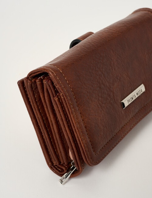 Pronta Moda Large Foldover Wallet, Brown product photo View 04 L