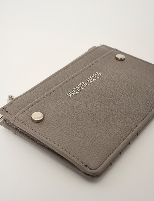 Pronta Moda Rivet Cardholder, Grey product photo View 03 L