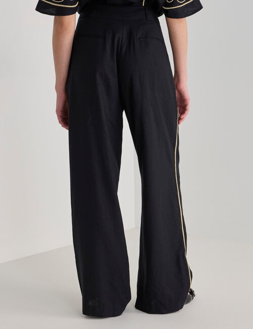 State of play Ahoy Embroidered Wide Leg Pant, Black & Gold product photo View 02 L