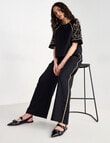 State of play Ahoy Embroidered Wide Leg Pant, Black & Gold product photo View 03 S