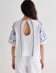 State of play Ahoy Embroidered Top, White & Blue product photo View 02 S