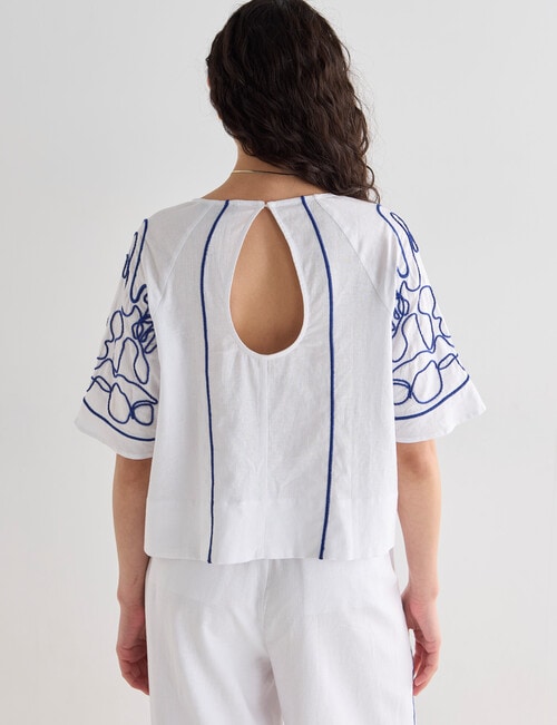 State of play Ahoy Embroidered Top, White & Blue product photo View 02 L