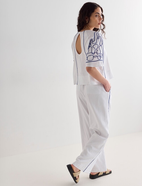 State of play Ahoy Embroidered Top, White & Blue product photo View 03 L