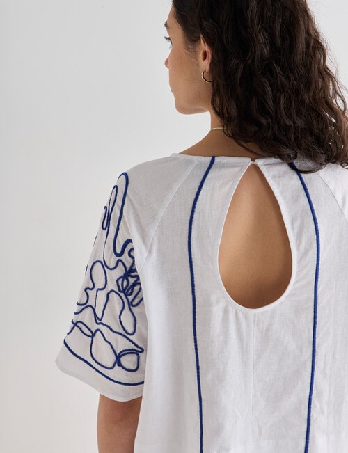 State of play Ahoy Embroidered Top, White & Blue product photo View 05 L