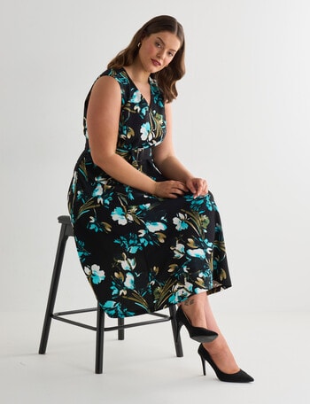 Studio Curve Collection Fit & Flare Dress, Sage Floral product photo