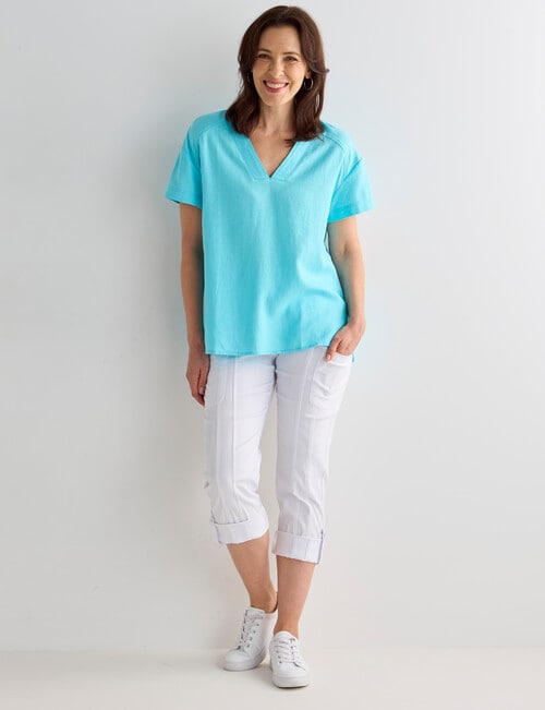 Line 7 Restore V-Neck Top, Lagoon Blue product photo View 03 L