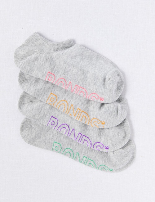 Bonds Logo Lite No Show Sock, 4-Pack, Grey & Multi, 3-11 product photo