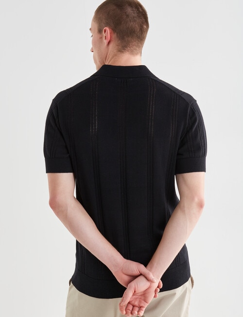 Tarnish Sicily Short Sleeve Knitted Polo, Black product photo View 02 L