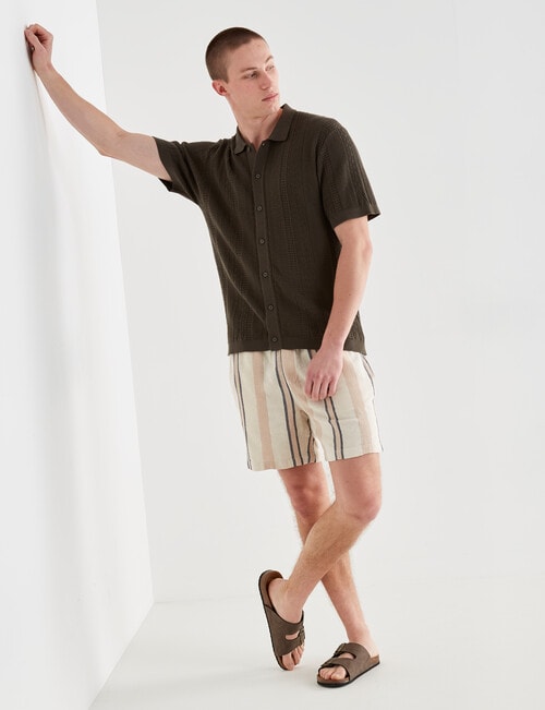 Tarnish Como Short Sleeve Knitted Shirt, Khaki product photo View 03 L