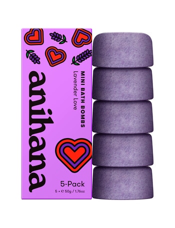anihana Mini Bath Bombs, 5-Pack, Lavender Love, 5x50g product photo