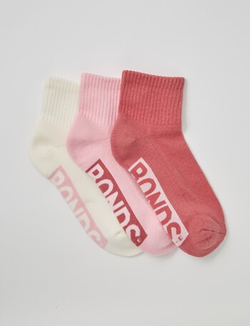 Bonds Logo Quarter Crew Sock, 3-Pack, Rouge Shadow, Baby Spice & Marscapone, 2-10+ product photo