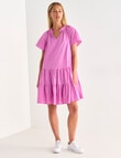 Zest Short Sleeve Self Stripe Dress, Orchid product photo