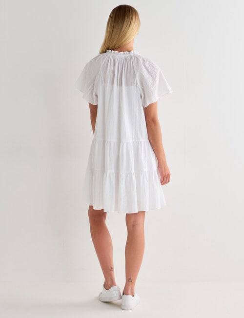 Zest Short Sleeve Self Stripe Dress, White product photo View 02 L