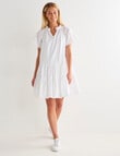 Zest Short Sleeve Self Stripe Dress, White product photo View 03 S