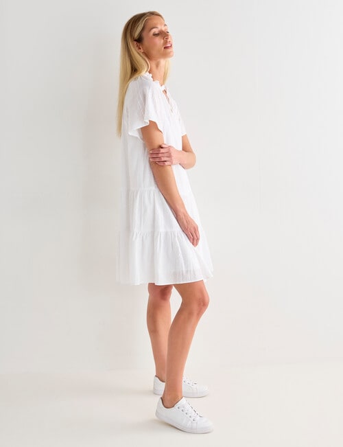 Zest Short Sleeve Self Stripe Dress, White product photo View 05 L