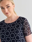 Oliver Black Dotted Print Short Sleeve Double Layer Top, Navy product photo View 04 S