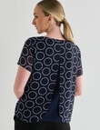 Oliver Black Dotted Print Short Sleeve Double Layer Top, Navy product photo View 02 S