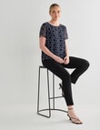 Oliver Black Dotted Print Short Sleeve Double Layer Top, Navy product photo View 03 S