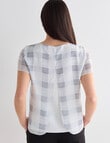 Oliver Black Short Sleeve Double Layer Grid Check Top, White product photo View 02 S