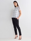 Oliver Black Short Sleeve Double Layer Grid Check Top, White product photo View 03 S