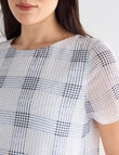 Oliver Black Short Sleeve Double Layer Grid Check Top, White product photo View 04 S