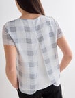 Oliver Black Short Sleeve Double Layer Grid Check Top, White product photo View 06 S