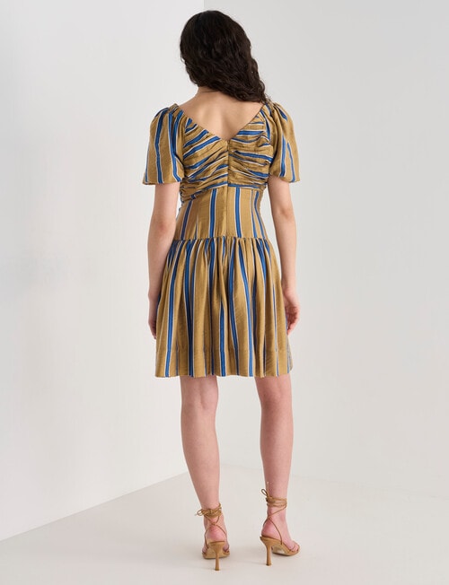 State of play Skipper Puff Sleeve Dress, Blue Stripes product photo View 02 L