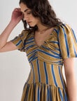 State of play Skipper Puff Sleeve Dress, Blue Stripes product photo View 04 S