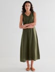 Zest Linen V-neck Maxi Dress, Khaki product photo