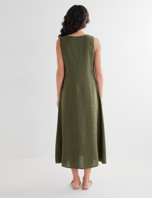 Zest Linen V-neck Maxi Dress, Khaki product photo View 02 L