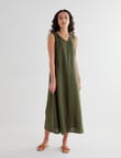 Zest Linen V-neck Maxi Dress, Khaki product photo View 03 S