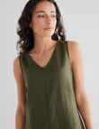 Zest Linen V-neck Maxi Dress, Khaki product photo View 04 S