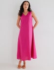 Zest Linen V-neck Maxi Dress, Magenta product photo View 03 S