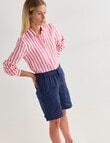 Zest Long Sleeve Linen Shirt, Magenta Stripe product photo View 03 S