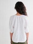 Zest Linen Shirred Sleeve Top, White product photo View 02 S