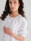 Zest Linen Shirred Sleeve Top, White product photo View 04 S