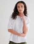 Zest Linen Shirred Sleeve Top, White product photo View 05 S