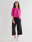 Zest Linen Shirred Sleeve Top, Magenta product photo View 03 S