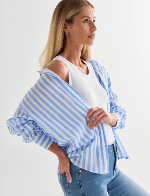 Zest Cotton Voile Shirt, Blue Stripe product photo