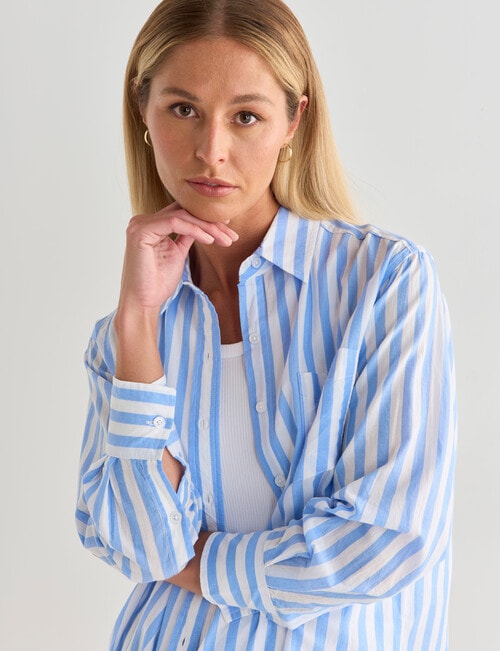 Zest Cotton Voile Shirt, Blue Stripe product photo View 04 L