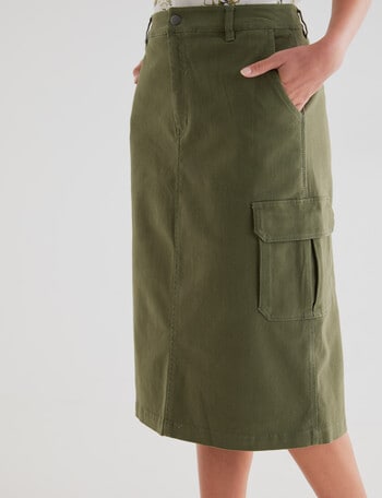 Zest Utility Midi Skirt, Khaki product photo