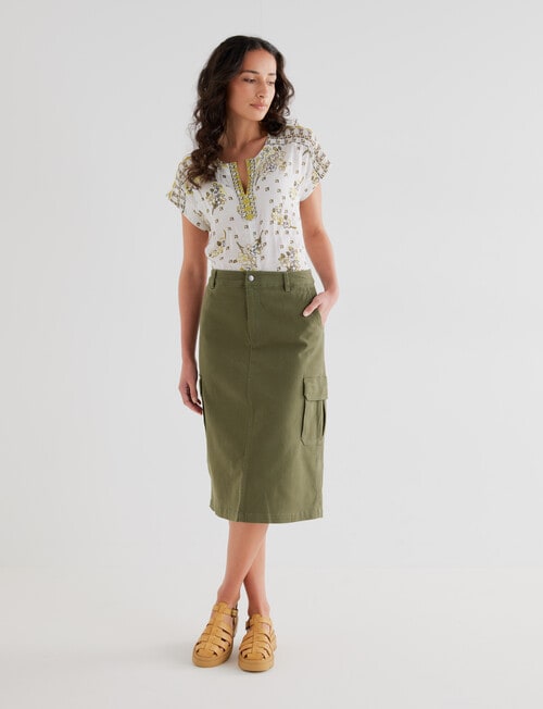 Zest Utility Midi Skirt, Khaki product photo View 03 L